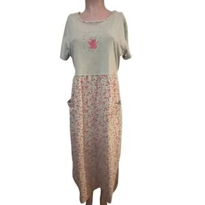 Bobbie Brooks vintage cottagecore‎ prairie peasant floral dress, L, coral taupe